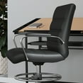 thumbnail image 3 of Merrick Lane Mid-Back Drafting Chair with Adjustable Foot Ring Black Faux Leather Upholstered Swivel Chair with Chrome Base, 3 of 14