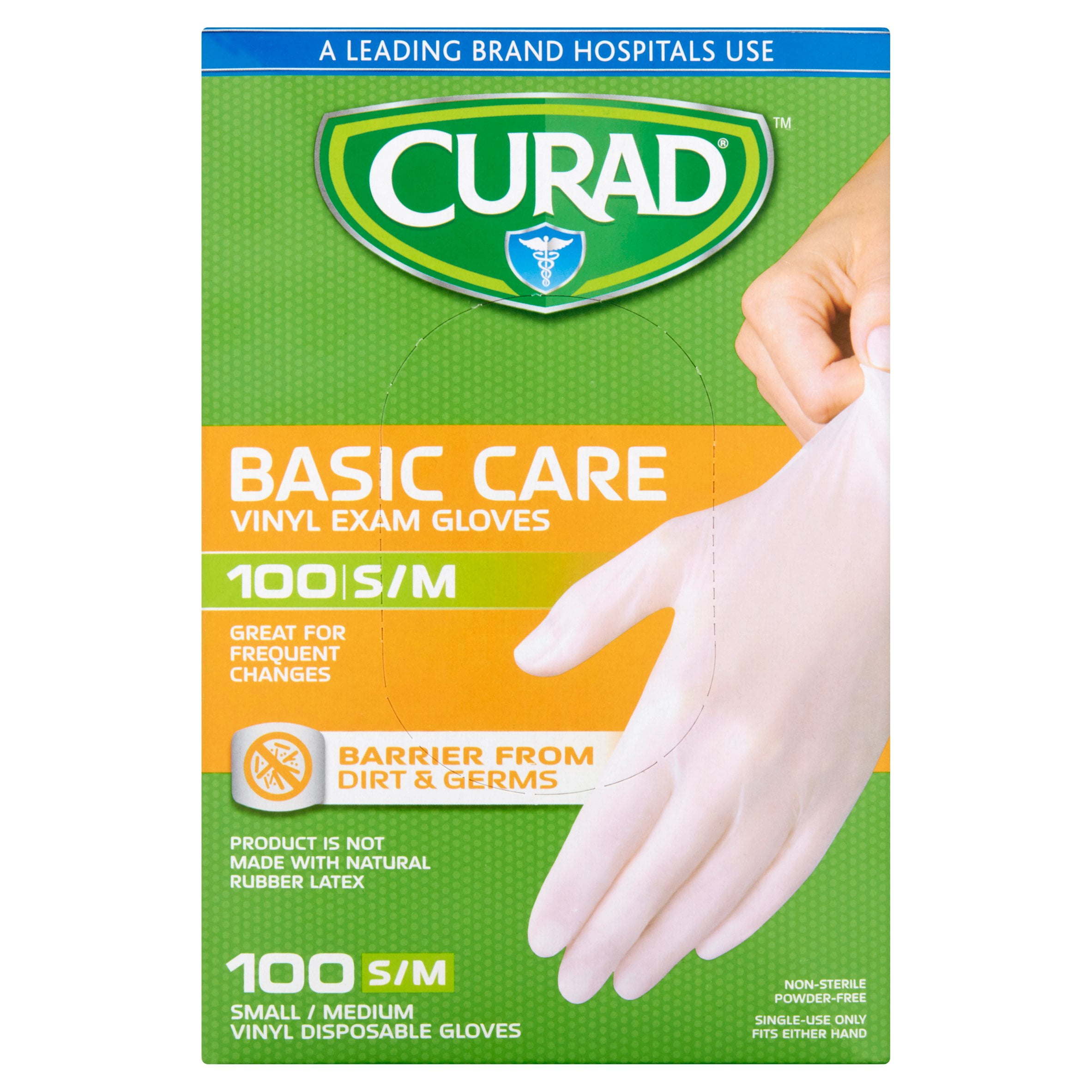 CURAD S M Basic Care Vinyl Exam Gloves, 100.0 CT by Medline Industries, Inc.