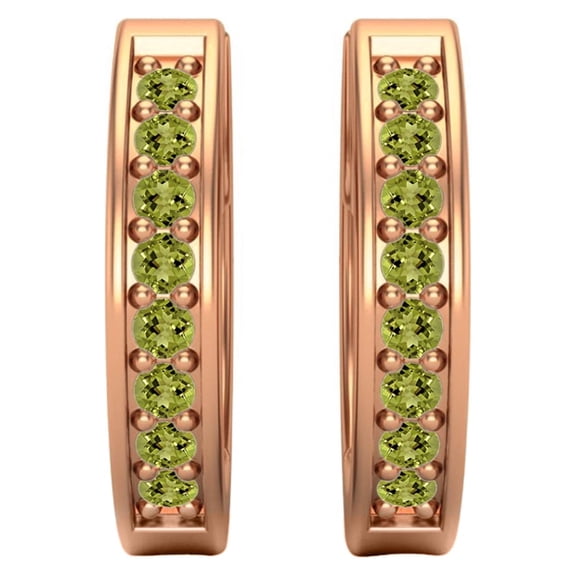 Mooneye Solid 925 Sterling Silver Rose Vermeil Round Peridot Heggie Hoops Women Wedding Earrings