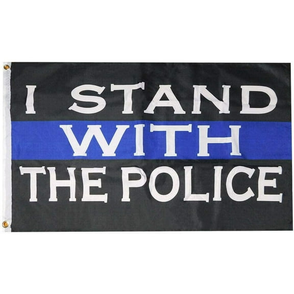 I Stand with The Police Thin Blue Line 100D Woven Poly Nylon 2x3 2'x3' Flag