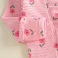 thumbnail image 6 of Cjfdfy Newborn Baby Girl Floral Footed Outfit Romper Zip Front Long Sleeve Ribbed Ruffle Trim Jumpsuit Bow Headband Infant Cute Coming Home Fall Winter Outfit, 6 of 9