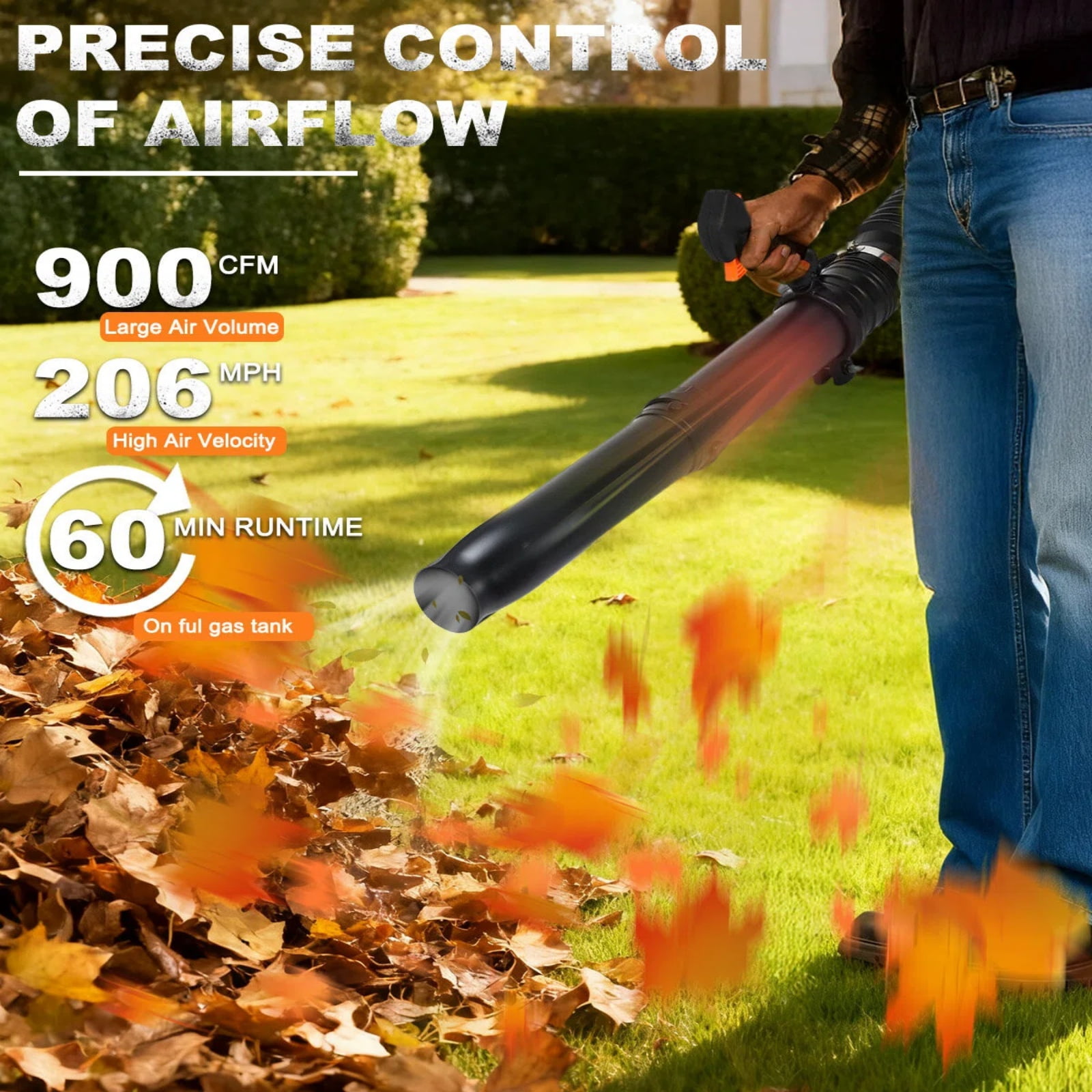 Fompes 80cc Gas Powered Backpack Leaf Blower 900CFM/206 MPH Commercial Blower with Extention Tube for Home Blowing Leaf Snow Blowing Dust