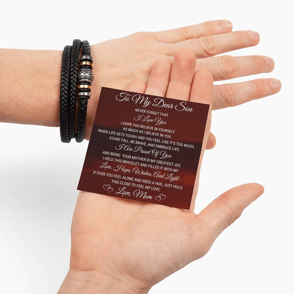 To My Son - Love You Forever Bracelet, Jewelry for Men with Heartfelt Message Card for Birthday, Graduation, or Christmas, Sentimental Gift from Mom