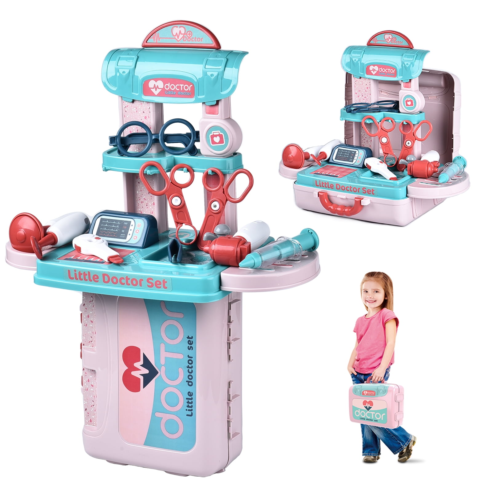 Doctor Playset for Kids Boys Girls Pretend Medical Role Play Set Car Carry Case 