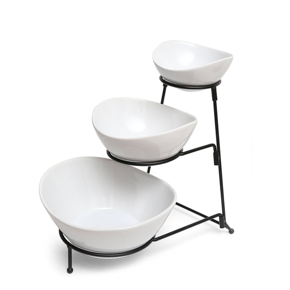 Elama 3 Tier Oval Bowl Porcelain Serveware Set