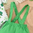 thumbnail image 4 of mgoYE Baby Boy Clothes 9-12 Months Newborn Infant Baby Boy St Patricks Day Outfit Clover Button Short Sleeve Shirt Romper Suspender Shorts 2Pc Set(Green,6-9 Months), 4 of 8