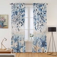 thumbnail image 2 of Blue Coastal Starfish Kitchen Curtains Window Panels, Beach Nautical Shell Eucalyptus Vintage Insulated Window Treatment Curtain, Grommet Curtains for Bedroom/Living Room/Bathroom, 2 Piece 42"Wx84"L, 2 of 8