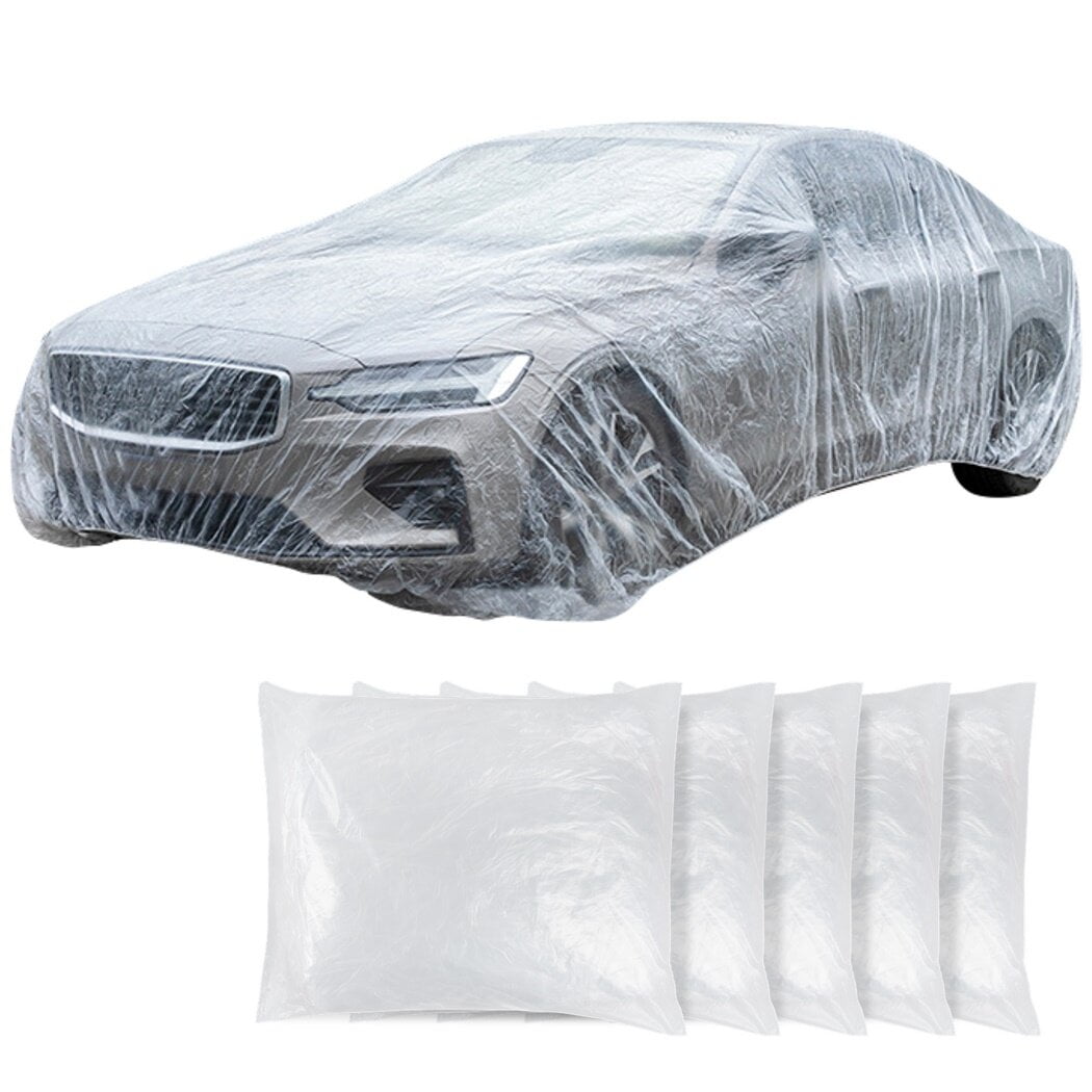 5Ppcs Transparent Disposable Car Covers, Thickened PE Plastic Car