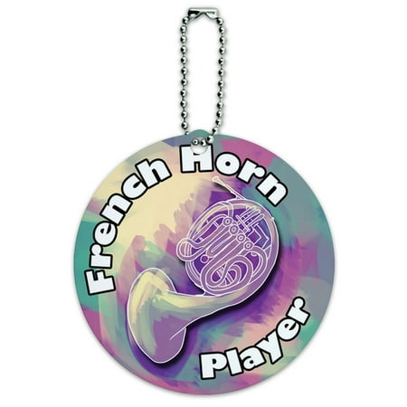 - Graphics and More French Horn Player Band Instrument Brass Round ID Card Luggage Tag