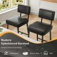 thumbnail image 6 of Upholstered Counter Height Bar Stools Set of 2, with Backrest & Footrest, Thick Cushion, Metal Legs, Black, 6 of 9