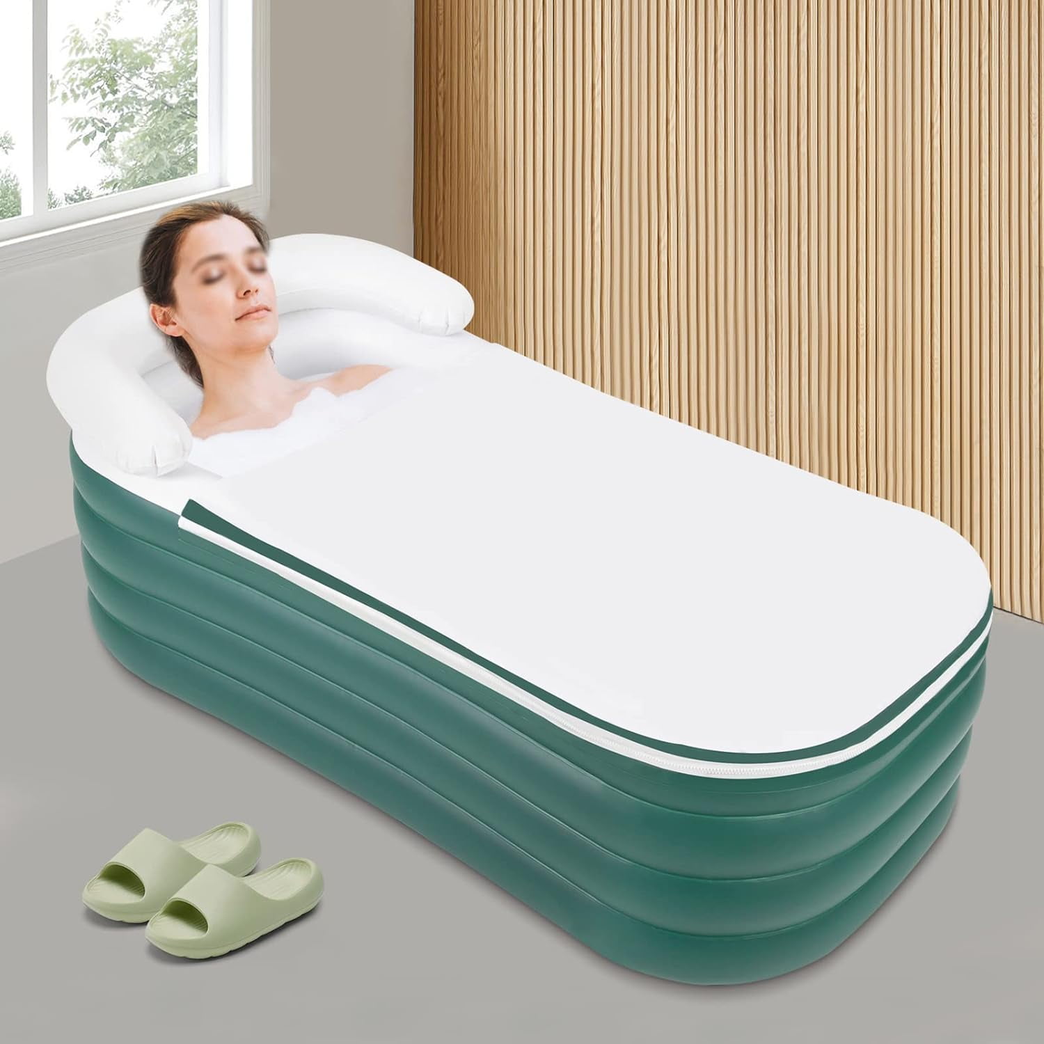 For Adult Spa Inflatable Adult Bath Tub, Foldable Portable Inflatable Soaking Bathtub with Electric Air Pump Blow Up Bathtub