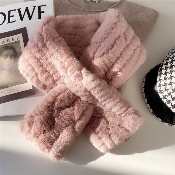 suxuMhao Scarf, 2 Pcs Short Scarfs, Soft Warm Winter Fluffy Warm Scarfs, 31.5×5.12IN Pink Scarfs, Comfortable Polyester Scarfs for Daily Warm Keeping,Suitable for daily wear