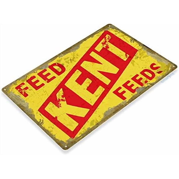Vintage Metal Tin Sign Retro Kent Feeds Rustic Feed Seed Store Farm Barn Sign Wall Home Bar Pub Cafe Decor, 8x12 Inch