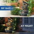 thumbnail image 5 of 5-Tiers Cascading Rock Water Fountain Outdoor - Waterfalls Fountains with LED Lights, Outdoor/Indoor Resin Water Feature Fountain for Patio, Garden, Backyard, Deck, Porch, Home Art Docor, 5 of 9