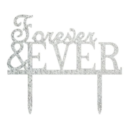 Joyfeel Clearance Acrylic Forever and Ever Monogram Wedding Cake Topper Cake Flags Cake