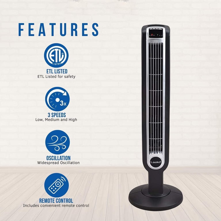 Lasko 36 3 Speed Programmable Oscillation Tower Fan w/ Remote, Black (2  Pack) - Walmart.com