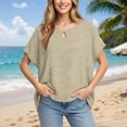 thumbnail image 2 of Diufon Cotton Linen Tees for Women Summer Casual Solid Color Tops Round Neck Short Sleeve T-Shirts, 2 of 7