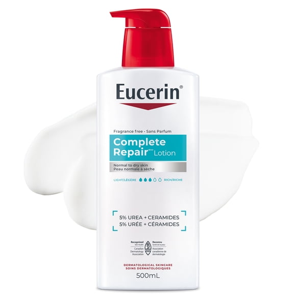 Eucerin Complete Repair Moisturizing Lotion, 5% Urea and Ceramides for Dry Skin, 500 mL