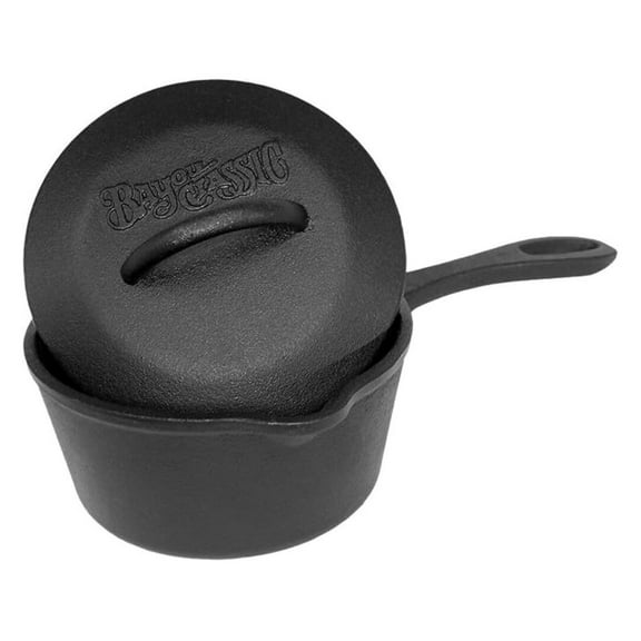 Cast Iron Sauce Pot 1 Qt with Lid - Self-Basting Small Saucepan for Simmering, Reducing & Boiling - Enameled Cast Iron Cookware for Stovetop & Grill
