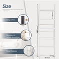 thumbnail image 4 of 5-Tier Blanket Ladder Wooden, Non-Folding 4.8FT(57.5'') Blanket Quilt Holder Rack Decorative Ladder, Easy Assembly, Rustic Farmhouse Ladder Shelf for The Living Room Bedroom Home Decor, White, 4 of 16