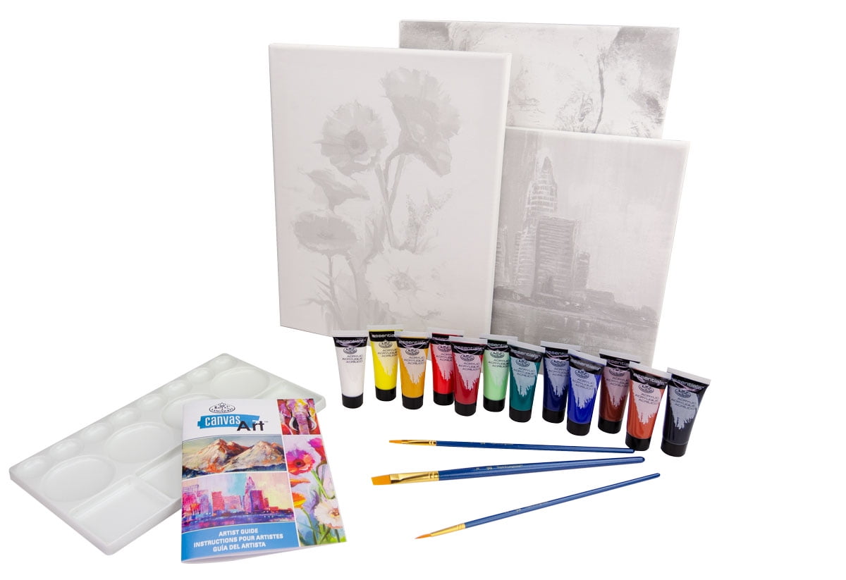 Royal & Langnickel 20pc Canvas Art Set - Elephant, Flowers, Cityscape