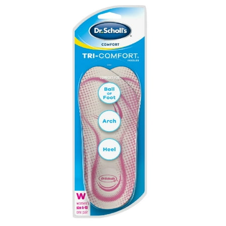 Dr. Scholl's Tri-Comfort Rubber Orthotics Women's 6-10 Insoles for Adult 2 ct, 3 Pack