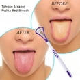 thumbnail image 3 of Limpiador de lengua de silicona de doble cara, raspador utilizable, herramienta de higiene bucal para el cuidado del mal aliento, color morado, 3 of 5