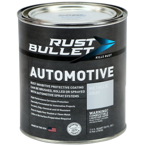 Rust Bullet Automotive - Metallic Gray - Quart - Rust Inhibitor & Protective Coating for Cars, Trucks, & Metal Surfaces, UV Resistant, No Topcoat Needed