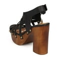 thumbnail image 3 of Qupid EG36 Women Leatherette Peep Toe Woven Block Heel Clog Sandal, 3 of 6