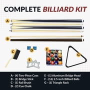 Hathaway Pool Table Billiard Accessory Kit with Cues, Rack, Chalk, Brush