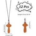 thumbnail image 2 of 12 Pcs Wood Cross Pendant Necklace 16.14inch Long Crucifix Corded Necklace Handcrafted Cross Pendant with Rope Holy Necklaces Jewelry for Men Women Easter Christmas Gift Peru Color, 2 of 6