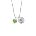 thumbnail image 2 of Delight Jewelry Silvertone Lime Green Giraffe Print Heart Silvertone Script Initial Disc - S - Charm Necklace, 20"+3", 2 of 4