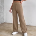 thumbnail image 6 of Lenpel Womens Casual Sweater Pants Fall Elastic High Waisted Knitted Trousers Plain Straight Leg Warm Pants with Pockets(Brown,Small), 6 of 7