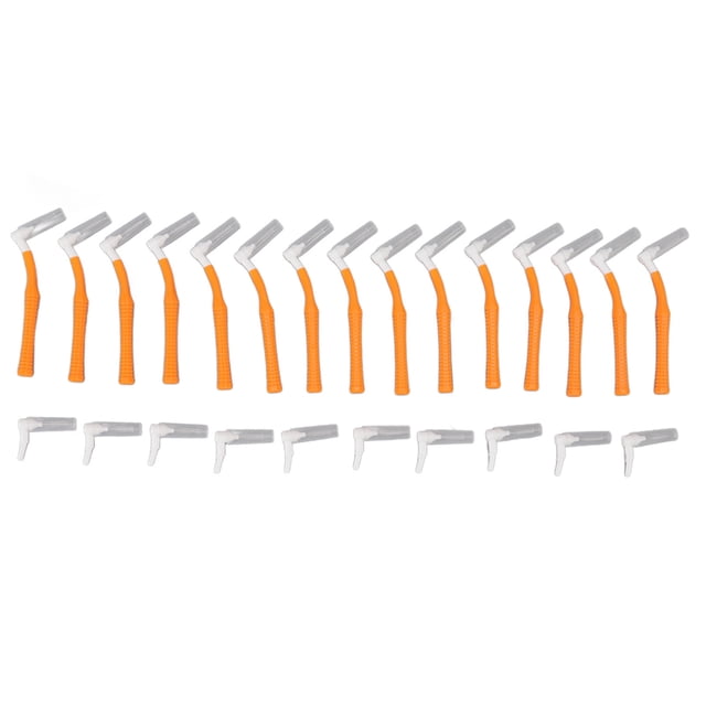 25Pcs L Shape Push Pull Interdental Brush Oral Care Teeth Whitening Dental Tooth Pick Tooth Orthodontic Cleaning Brush Orange