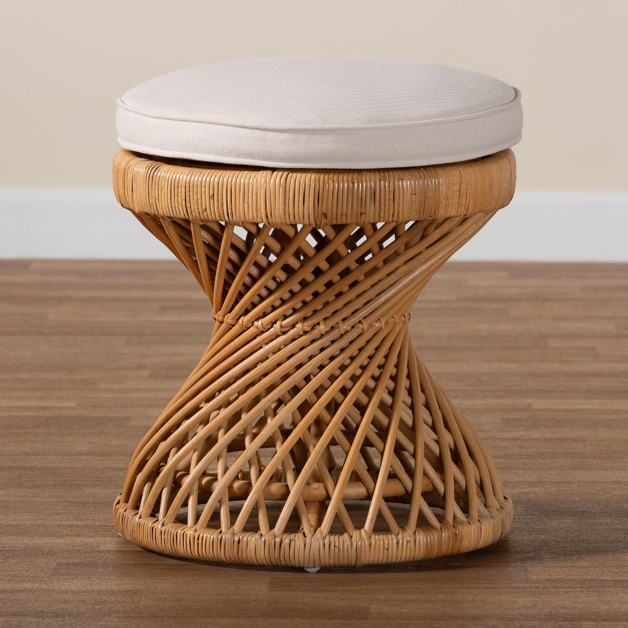 bali & pari Borneo Boho Footstool, Light Honey