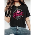 thumbnail image 1 of 1pc, Women's "You Are Always in My Heart" Valentine's Day T-Shirt - Casual & Breathable 200gsm Polyester Crew Neck with Pink & Red Hearts Design - Lightweight All-Season Graphic Tee, 1 of 8