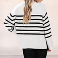thumbnail image 4 of Women's Striped Oversized Sweater Crewneck Side Split Long Sleeve Pullover (White, M), 4 of 4