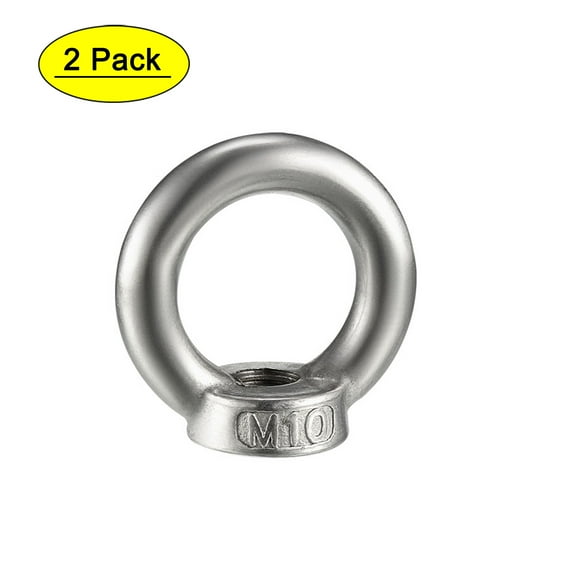 Unique Bargains M10 Female Thread 304 Stainless Steel Lifting Eye Nuts Ring, 2pcs