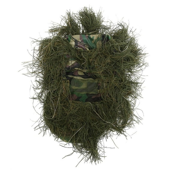 Tactic Camouflage Hood Cap Hat Cover with Rifle Rope for Sniper Grass Jungle Hunting(Green)