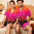 thumbnail image 5 of Couples Matching Halloween Pajama Sets 2 Piece Short Sleeve Button Down Pjs Soft Lightweight Sleepwear for Women Men Plus Size Pumpkin Bat Print Lounge Set Hot Pink S, 5 of 6