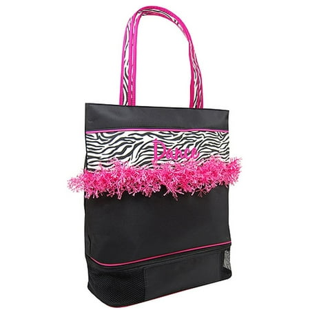 Zebra Fringe - Black Zebra Fringe Medium Little Girl Dance Tote