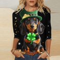thumbnail image 2 of Goodeals Womens St Pattys Day T Shirt Green Funny Leprechaun Hat Shirts 3/4 Length Sleeve Tops Lucky Irish Shamrock Graphic Tees Top Round Neck Blouse(Green,S), 2 of 5