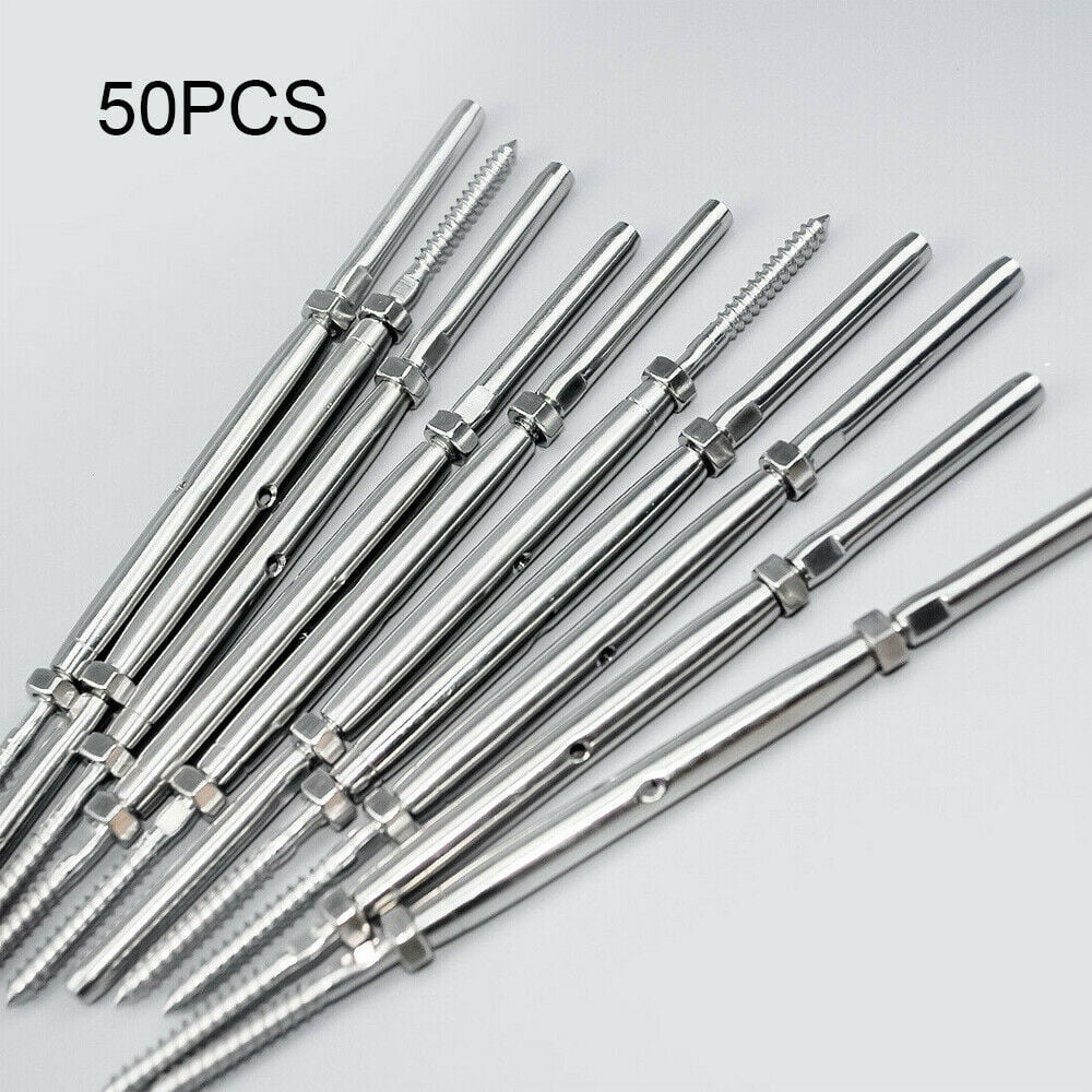 50x T316 Stainless Steel Lag Screw Swage Turnbuckle Tensioner for 1/8 Cable Rail 