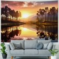 thumbnail image 4 of BCIIG Sunset Trees Lake Tapestry Wall Hanging Unique Style Graphic Tapestries Home Wall Decor Art for Living Room Bedroom Apartment Farmhouse Dorm 60x50inch, 4 of 6