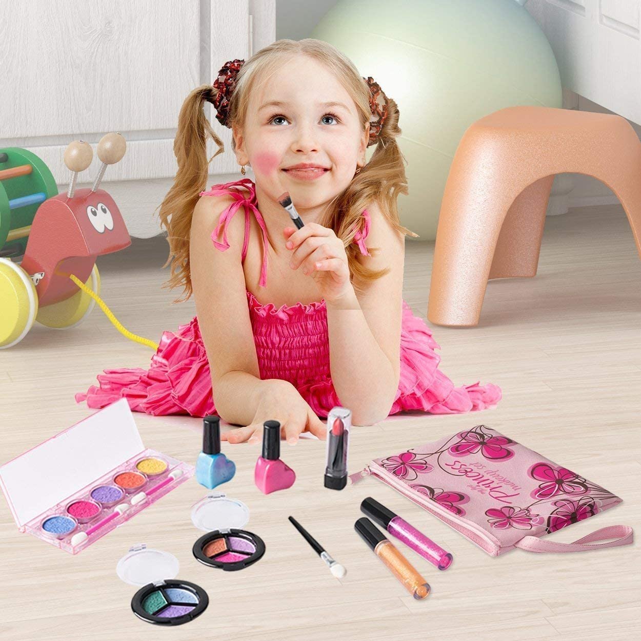 Playkidz Real Washable Play Make Up Set for Princess - Kids Makeup Kit for Girls Non Toxic - Full Makeup Dress Up Set with Bag. 11 PC - image 3 of 7