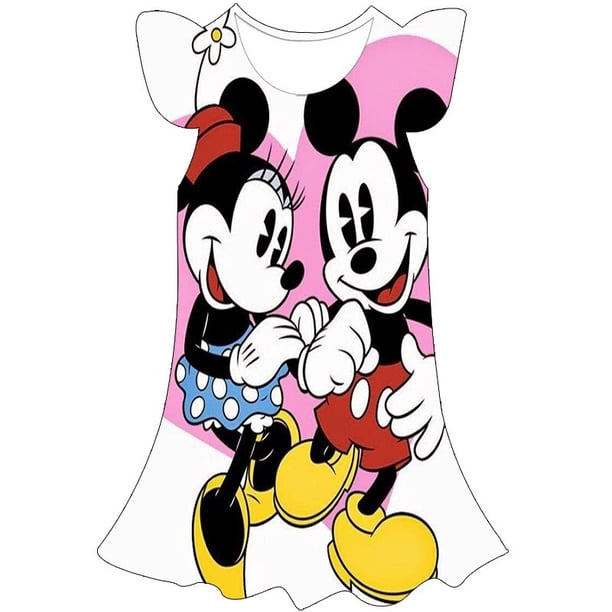 2023 año nuevo estilo moda novedosa lindo Minnie costura vestido pura mujer bebé dibujos animados estampado Mini rodilla kirt con volantes petals3T Gao Jinjia LED