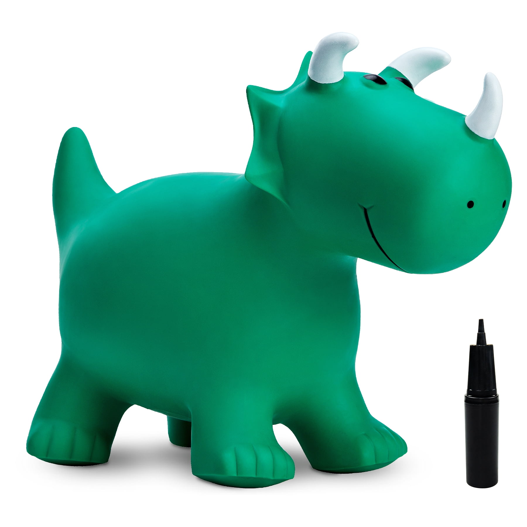 EVERICH TOY Dinosuar Bouncy Horse-Hopping Bouncy Animals for Baby-Inflatable Jumping Animals Toys-Horse Hopper Gift with Pump for 18Months 2 3 4 5Years Olds Kids Boys Girls Dark Green Triceratops 
