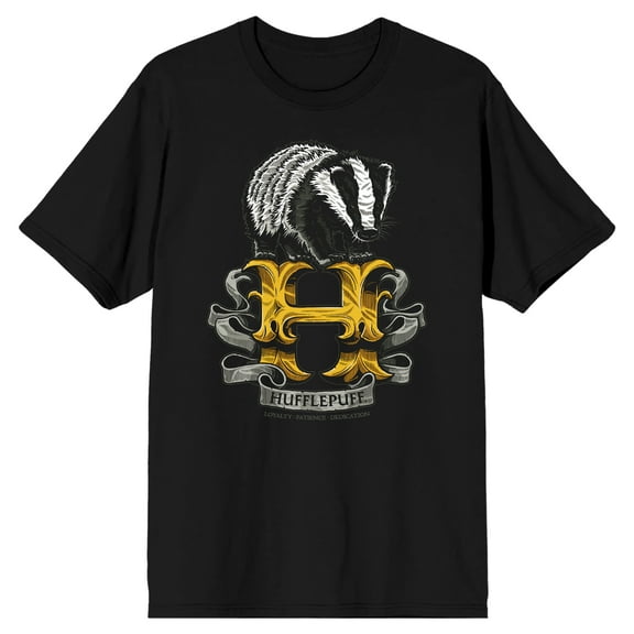 Harry Potter Hufflepuff Badger Men's Black T-shirt-Medium