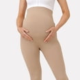 thumbnail image 4 of qolati Womens Maternity Leggings Over The Belly Pregnancy Tights Pants Casual High Waisted Yoga Workout Activewear Khaki L, 4 of 6
