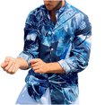 thumbnail image 1 of Camisa juvenil Pompotops de manga larga delgada con solapa casual estampada para hombres Talla M, 1 of 9